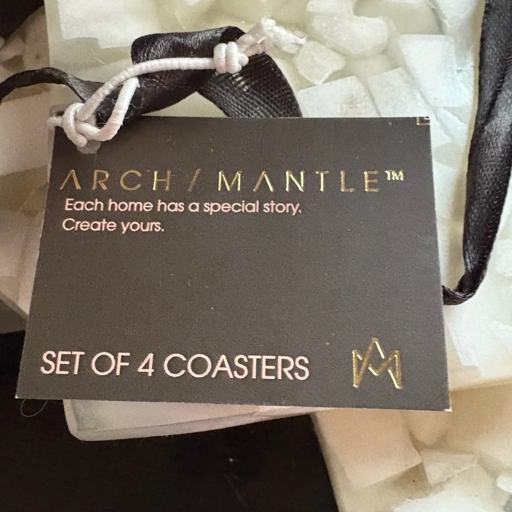 Chic White Coaster Set by Arch Mantle 4 Pack